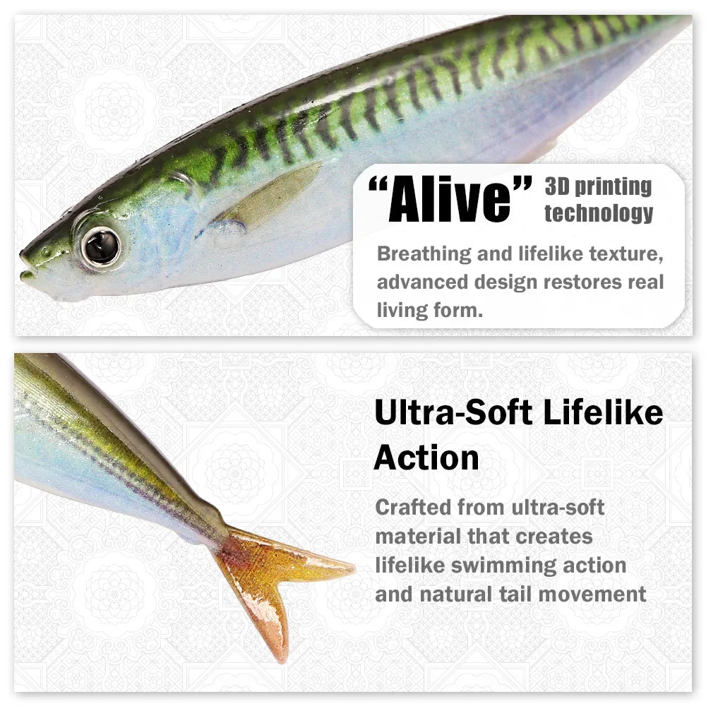 B&U 3D Mackerel Swimbait Saltwater Soft Fishing Lure – 2 Pack Soft Fishing Lure P3