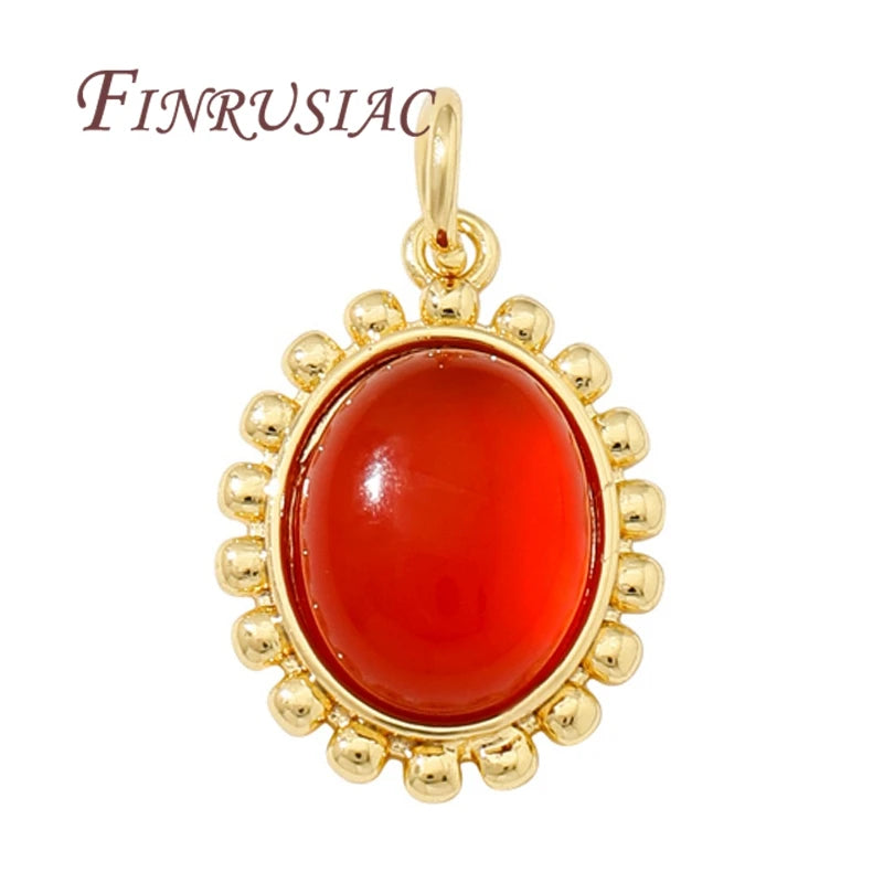 18K Gold Plated Brass Stone Charm Pendants | DIY Jewelry Making Jewelry Charm Pendant P3