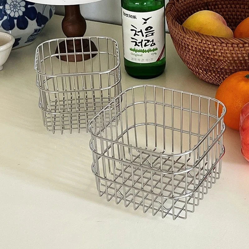 Stainless Steel Cosmetic Organizer | Makeup Brush Storage Basket Cosmetic Organizer P3