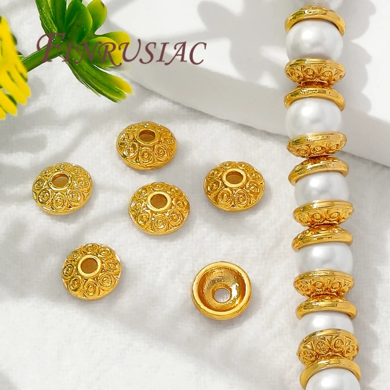 18K Gold Plated Round Bead Caps 7mm – DIY Jewelry Spacer Findings Jewelry Bead Caps P3