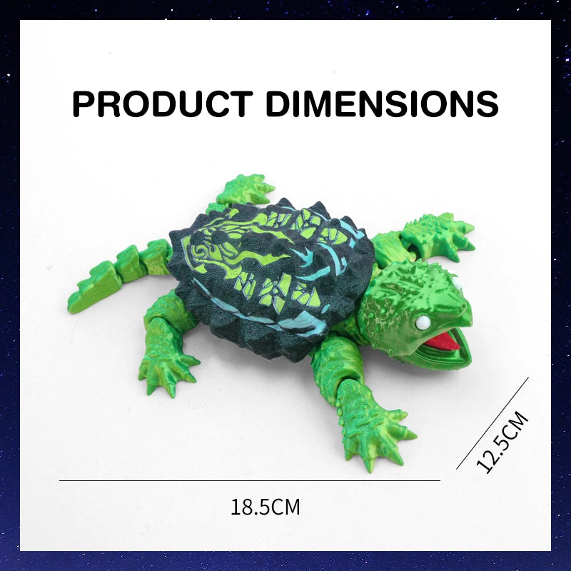 3D Printed Articulated Turtle Fidget Toy | Flexible Reptile Figurine Fidget Figurine Toy P3