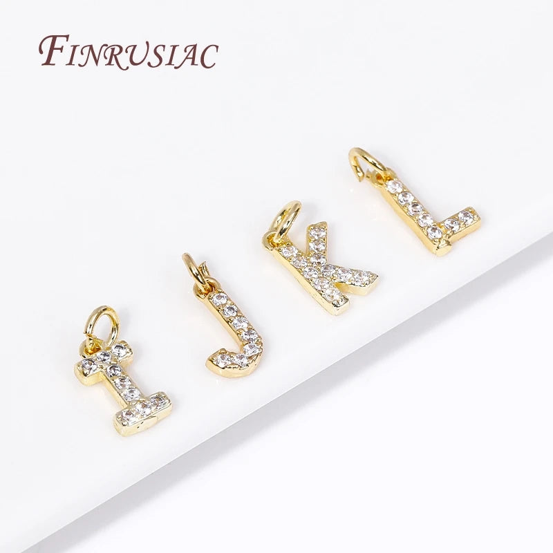 18K Gold Plated Zircon Letter Pendants A-Z Alphabet Charms Letter Pendant Charms P3