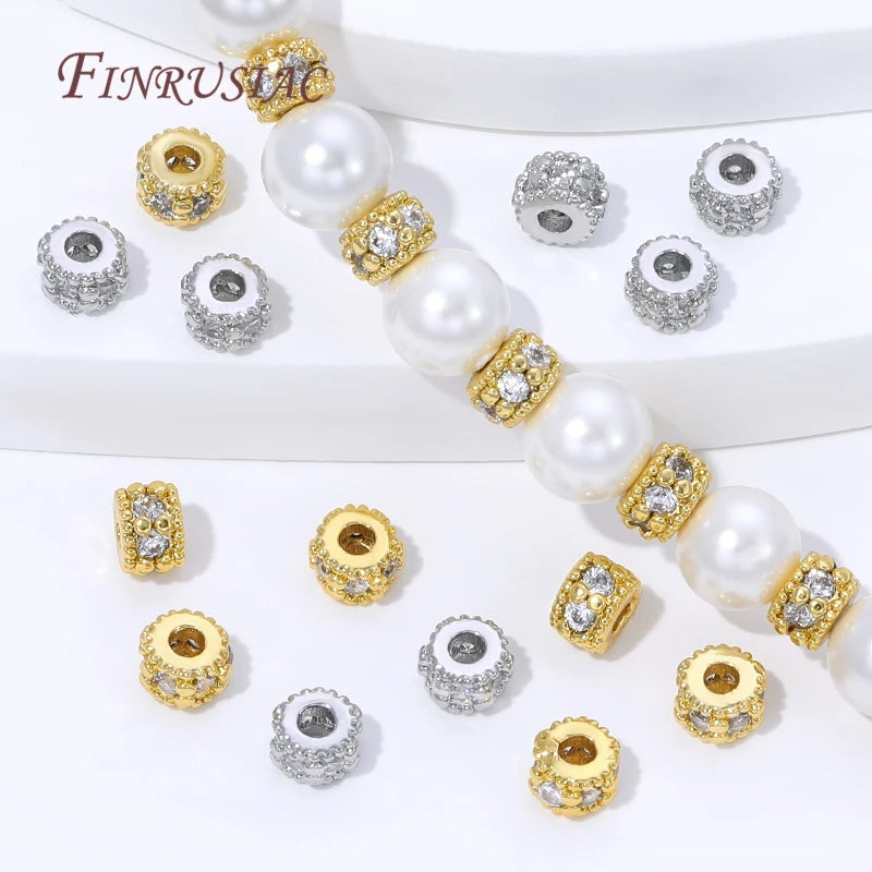18K Gold Plated Zircon Spacer Beads | DIY Jewelry Making Jewelry Spacer Beads P3
