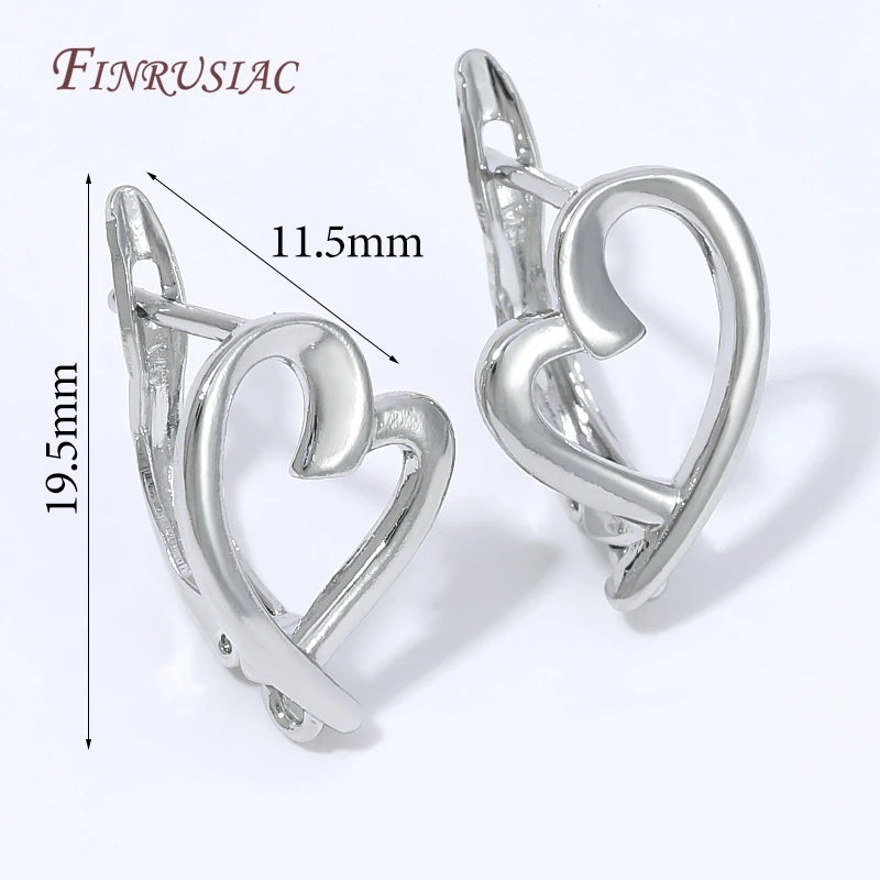18K Gold Plated Huggie Earring Findings – Zircon Heart Lever Back Earring Findings P3 Rhodium Plated 2 pairs