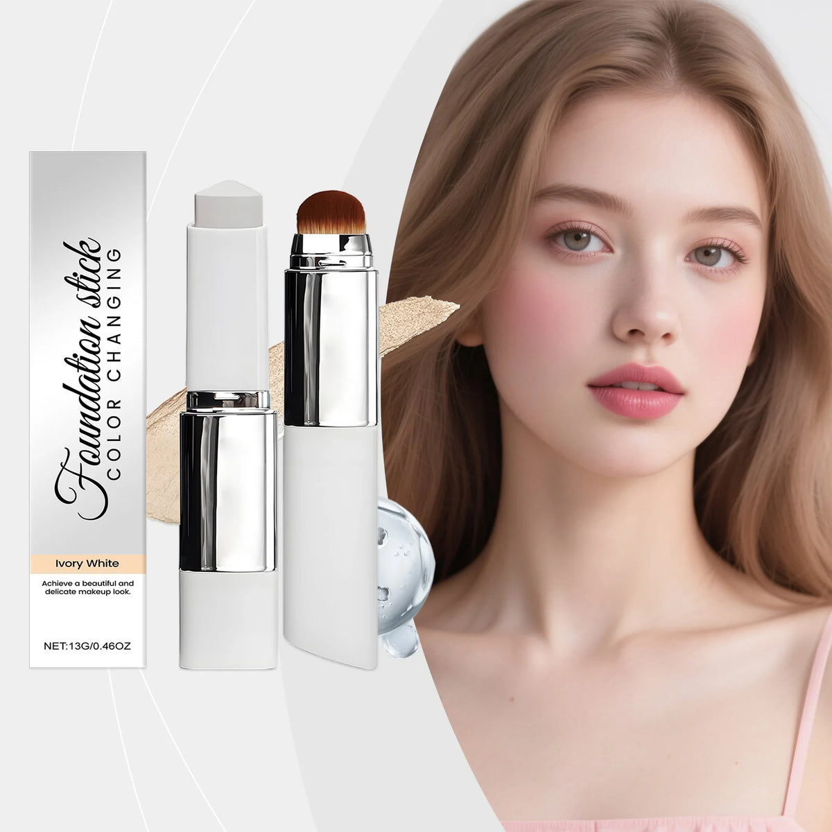 OceAura Color-Changing Foundation Stick – Ivory White Matte Foundation Stick P3