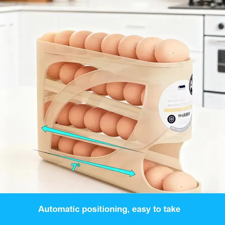 4-Tier Rolling Egg Organizer – 30-Egg Fridge Storage Rack Egg Storage Organizer P3