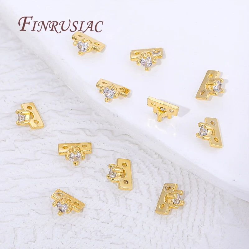 18K Gold Plated Brass Spacer Bars with Zircon | DIY Jewelry Jewelry Spacer Bars P3