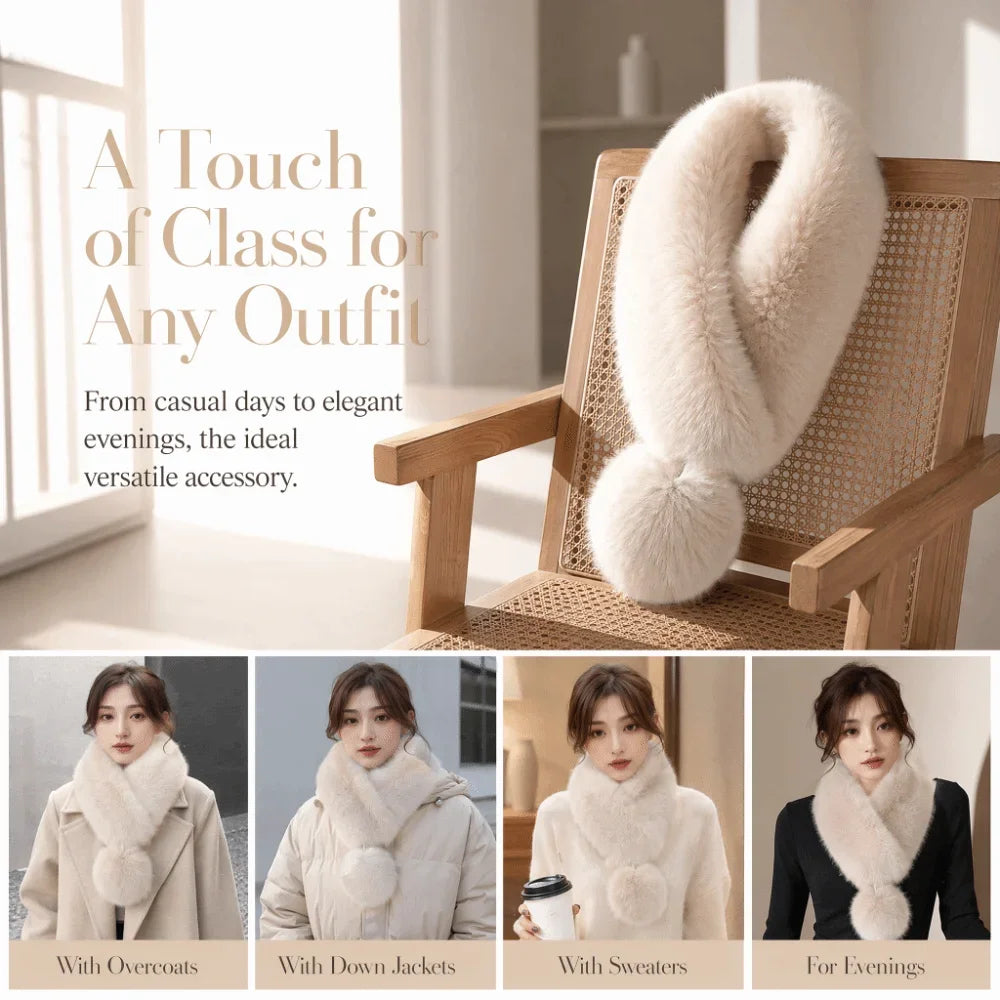 Double-Sided Fluffy Ball Scarf | Korean Sweet Style Neck Warmer Winter Neck Warmer P3