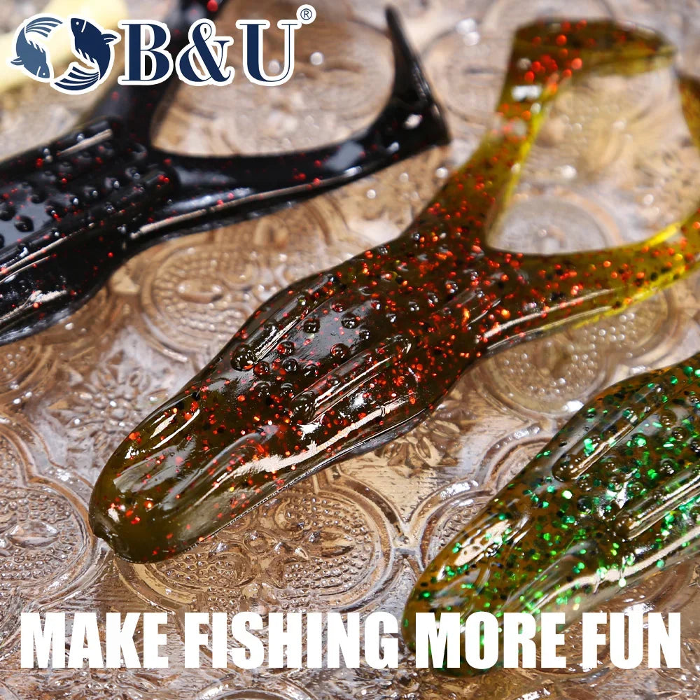 B&U 2-Pack Floating Frog Fishing Lure – Soft Silicone Swimbait Soft Fishing Lure P3