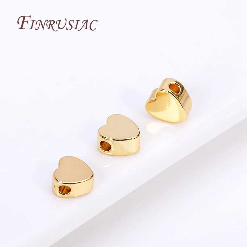 18K Gold Plated Heart Spacer Beads – DIY Bracelet Necklace Jewelry Spacer Beads P3