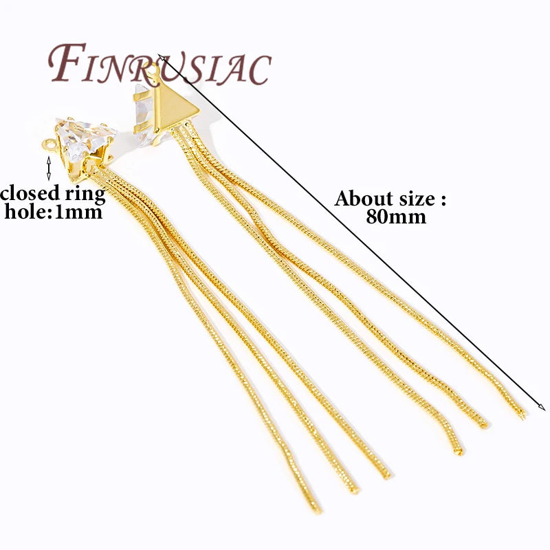 18K Gold Plated CZ Tassel Charm – Ball Chain Earring Findings Jewelry Making Findings P3