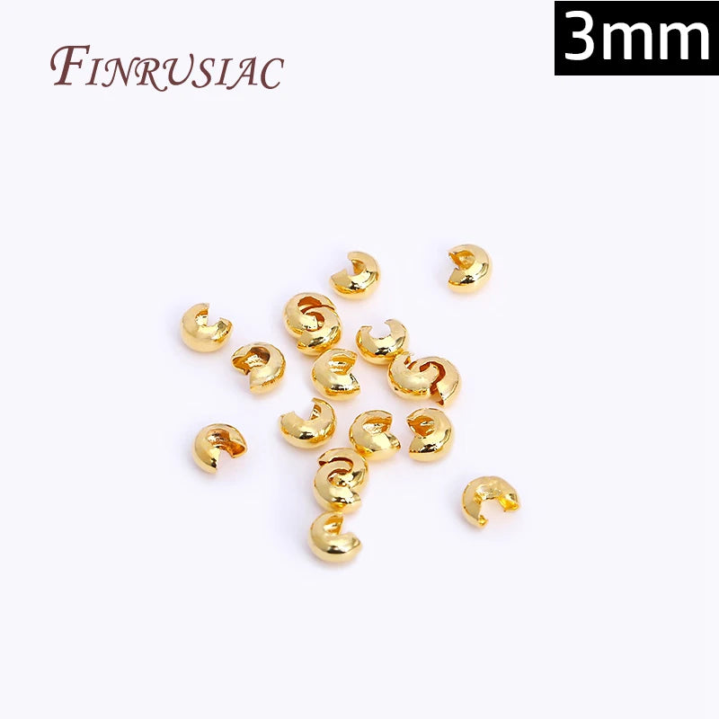 18K Gold Plated Crimp Bead Covers 3mm 4mm | DIY Jewelry Findings Jewelry Findings P3 18K Real Gold Plated 100Pcs