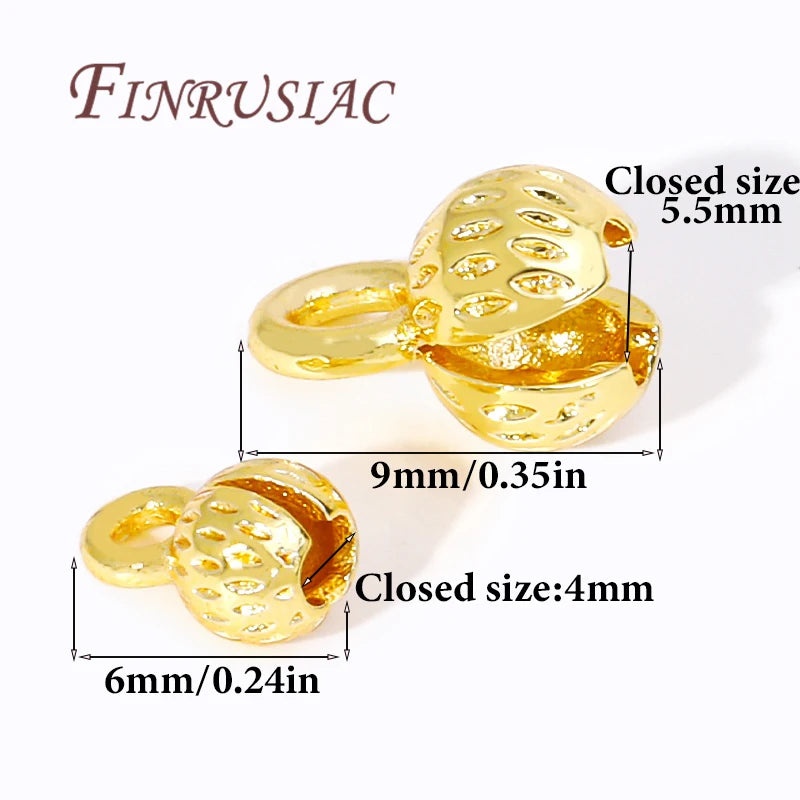 18K Gold Plated Brass Cord Ends 4/5.5mm Clam Shell Crimp Bead Tips Jewelry Findings P3