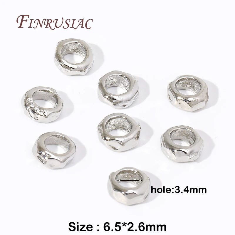 18K Gold Plated Hammered Spacer Beads – DIY Bracelet & Necklace Jewelry Making Beads P3 Rhodium Plated 20 Pieces