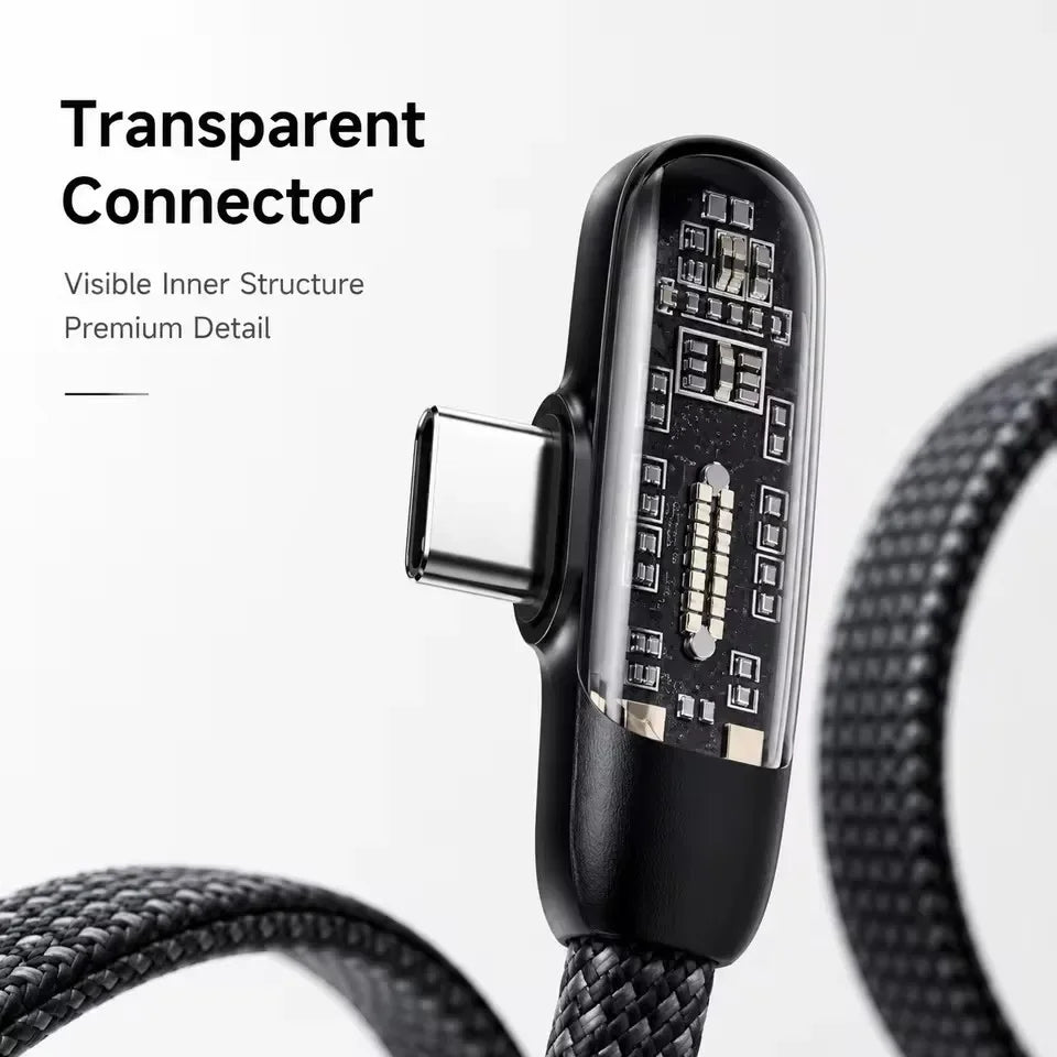 100W 6A USB-C to USB-C Elbow Fast Charging Braided Cable USB-C Charging Cable P3