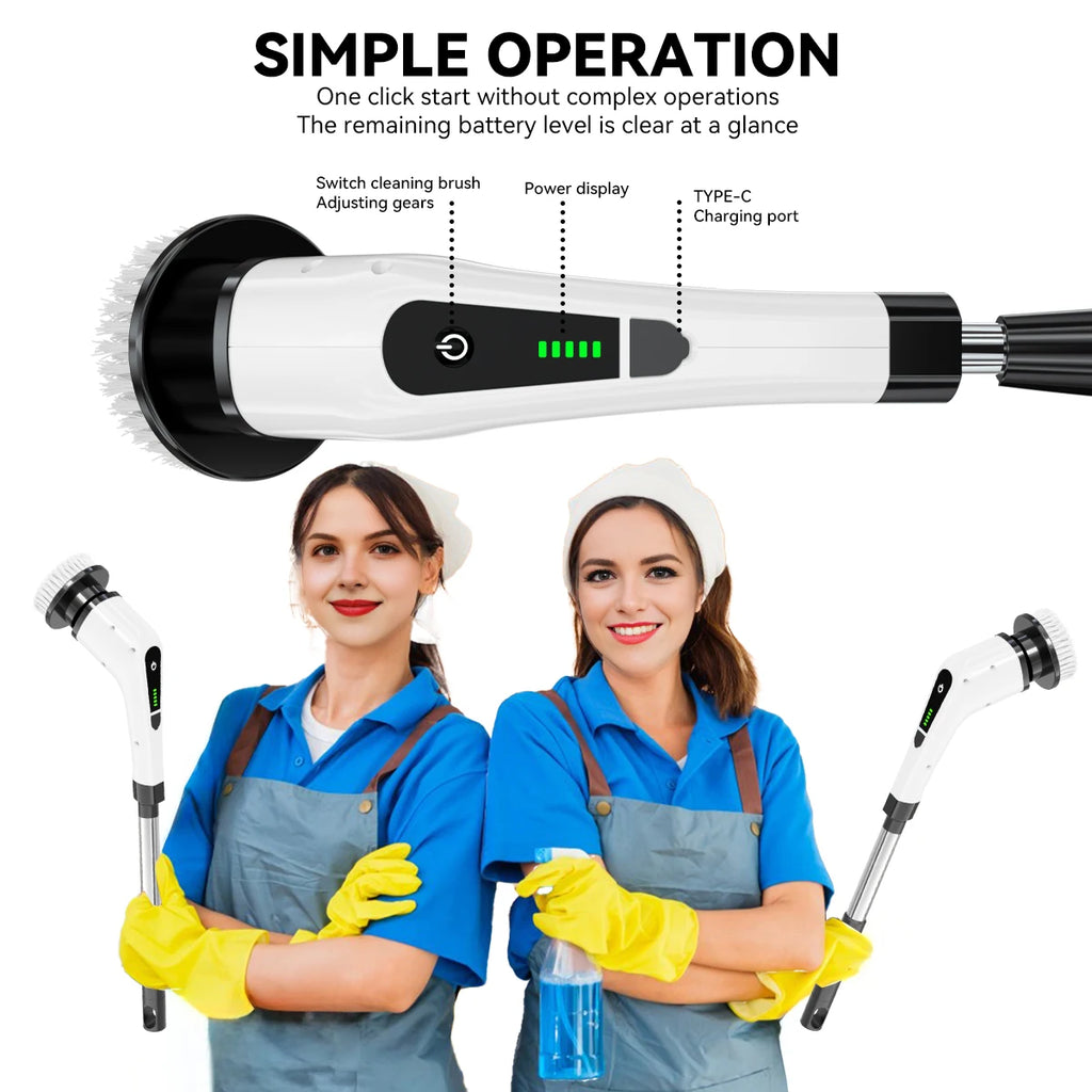 Cordless Electric Spin Scrubber with LCD Display & 5 Heads Electric Spin Scrubber P3