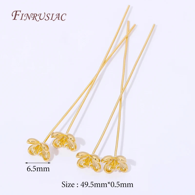 18K Gold Plated Flower Head Pins – DIY Jewelry Making Findings Jewelry Making Pins P3 18K Gold Plated 2 pcs
