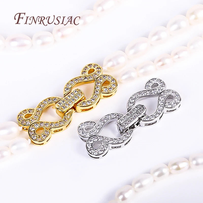 18K Gold Plated Zircon Pearl Clasp | DIY Jewelry Findings Jewelry Clasp Findings P3