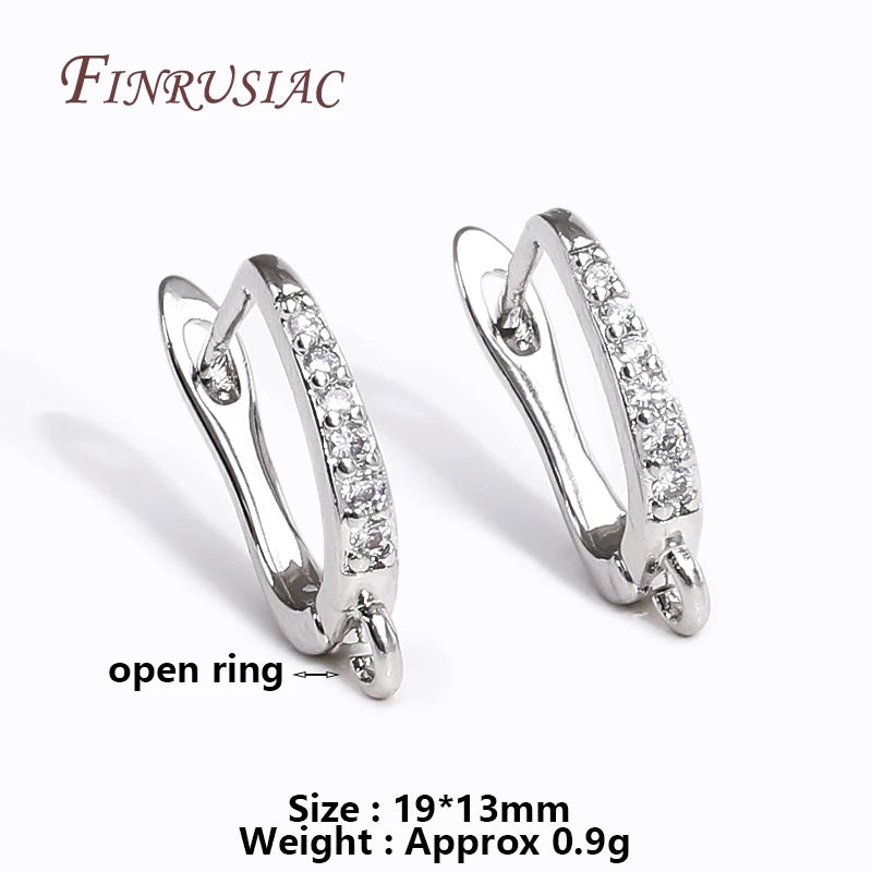 18K Gold Plated Zircon Earring Hooks – DIY Drop Earring Findings Earring Findings P3 Rhodium Plated 2 pairs