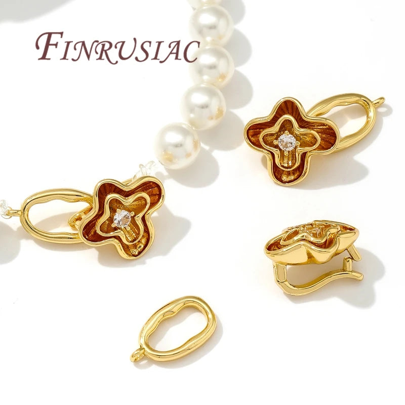 18K Gold Plated Flower Clasp Locks for Bracelets & DIY Jewelry Jewelry Clasp Findings P3
