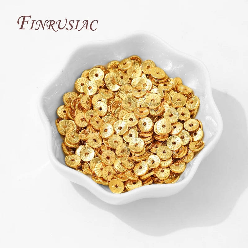 6mm 18K Gold Plated Brass Round Spacer Beads | DIY Jewelry Jewelry Spacer Beads P3