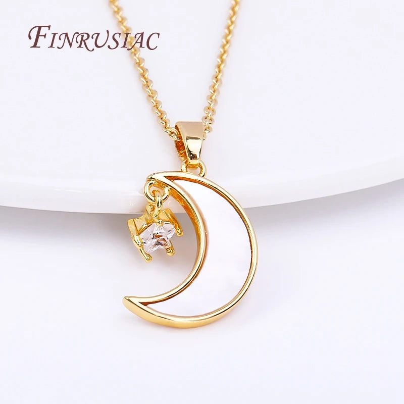 18K Gold Plated Zircon Star Shell Moon Pendant Charm for DIY Jewelry Pendant Charm P3