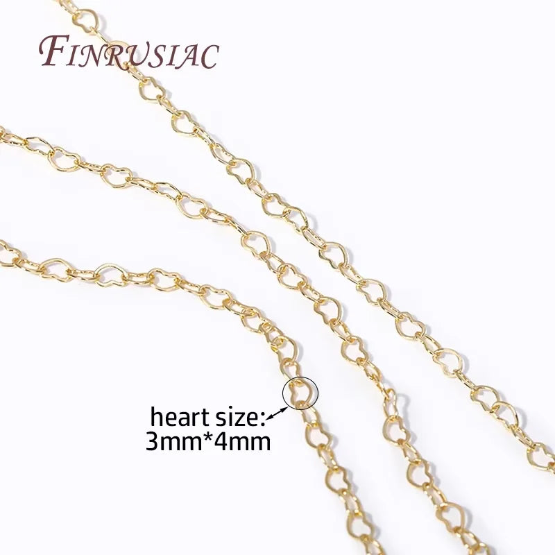 18K Gold Plated Heart Link Chain – DIY Bracelet & Necklace Jewelry Making Chain P3 18K Real Gold Plated 1 Meter