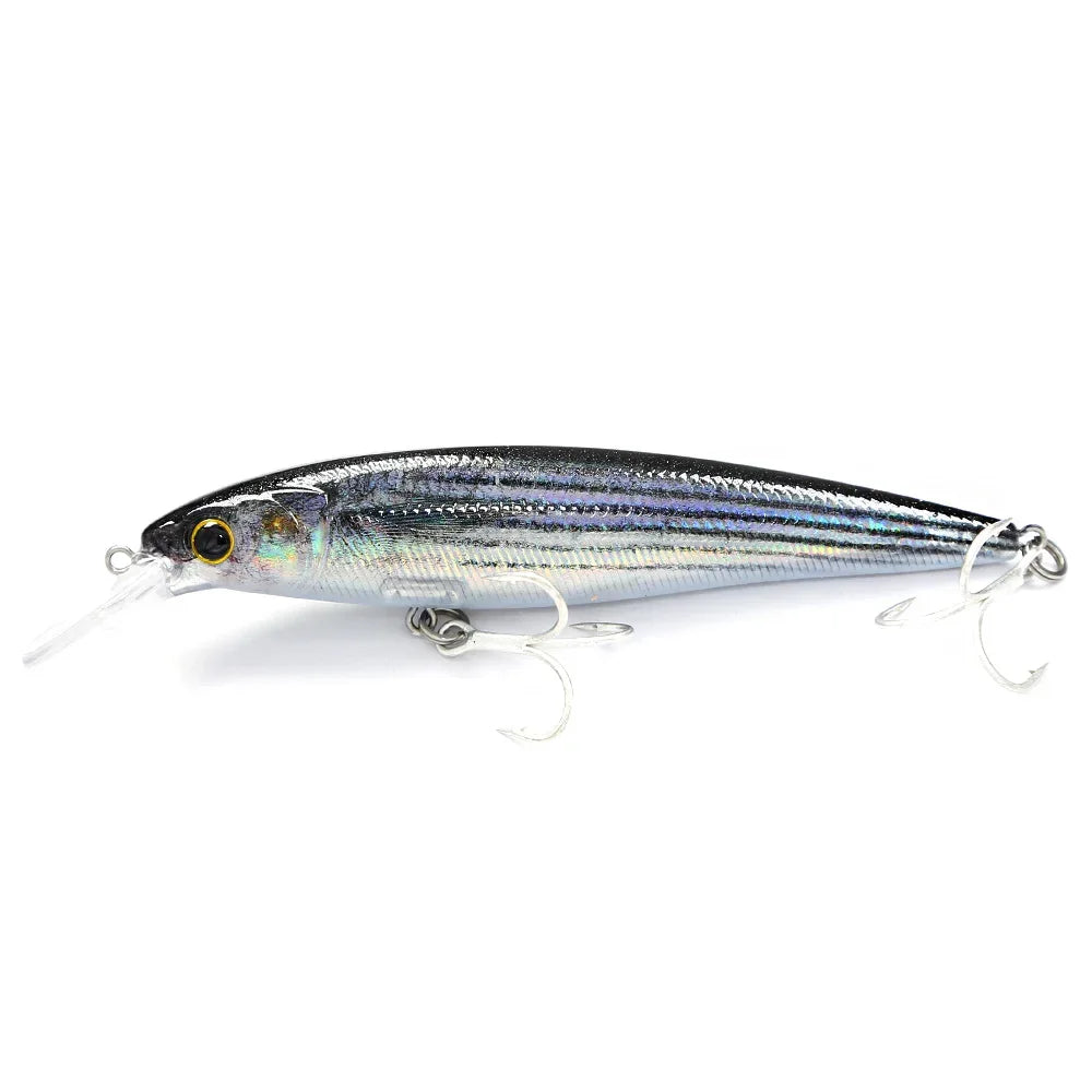 B&U Floating Minnow Saltwater Lure – Crankbait Wobbler Bass Fishing Lure P3 silvery 1pc-120mm-21.6g
