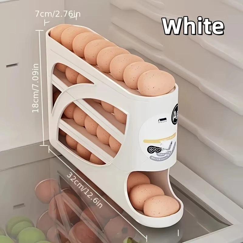 4-Tier Rolling Egg Organizer – 30-Egg Fridge Storage Rack Egg Storage Organizer P3
