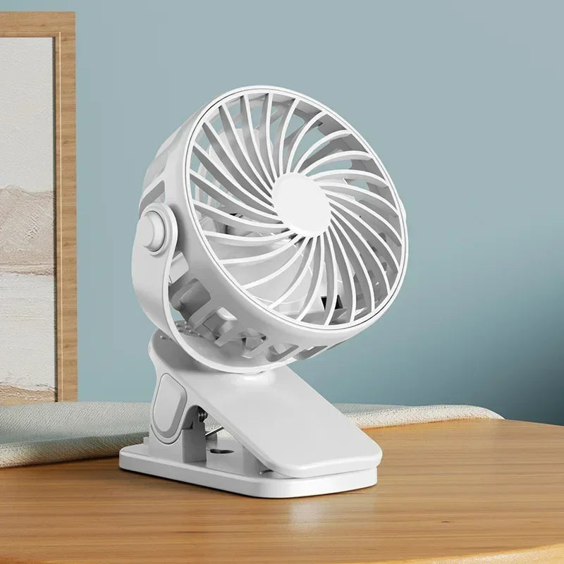 Portable USB Clip Fan 720° Rotatable with Night Light – 3 Speeds Portable Clip Fan P3 White
