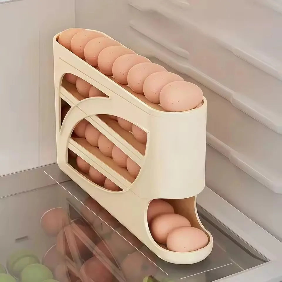 4-Tier Rolling Egg Organizer – 30-Egg Fridge Storage Rack Egg Storage Organizer P3