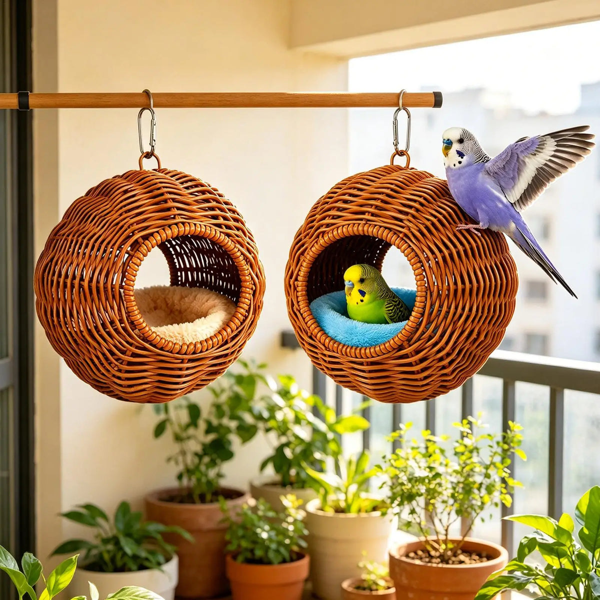 Handwoven Bird Nest House | Parakeet & Small Parrot Hut