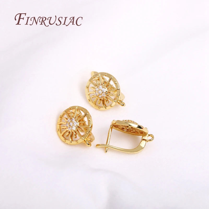 Sunflower Earring Hooks 18K Gold Plated DIY Jewelry Findings Earring Findings P3