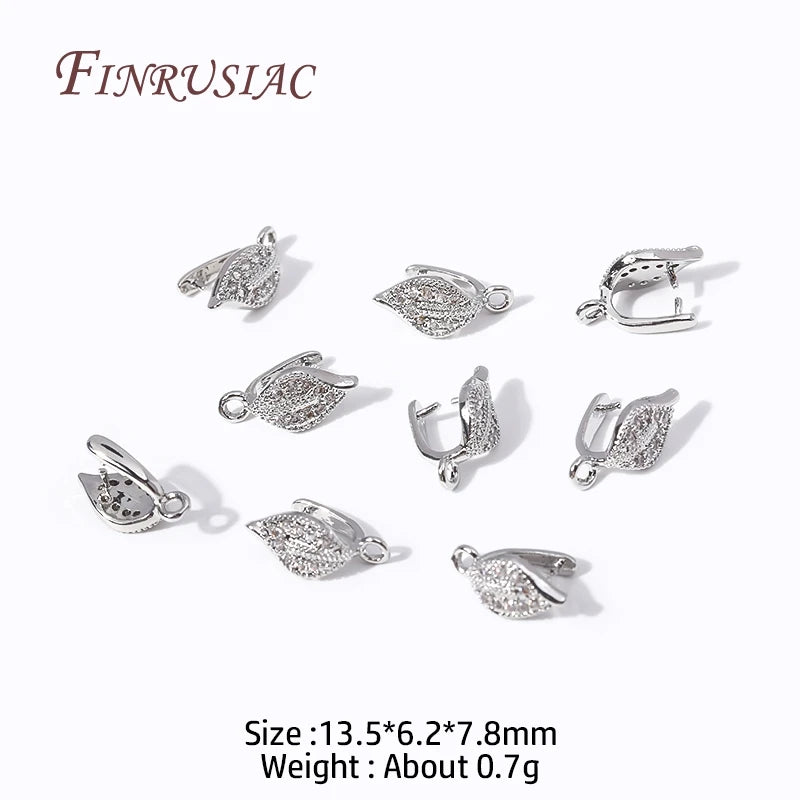 18K Gold Plated Zircon Pinch Bail Pendant Connectors for Jewelry