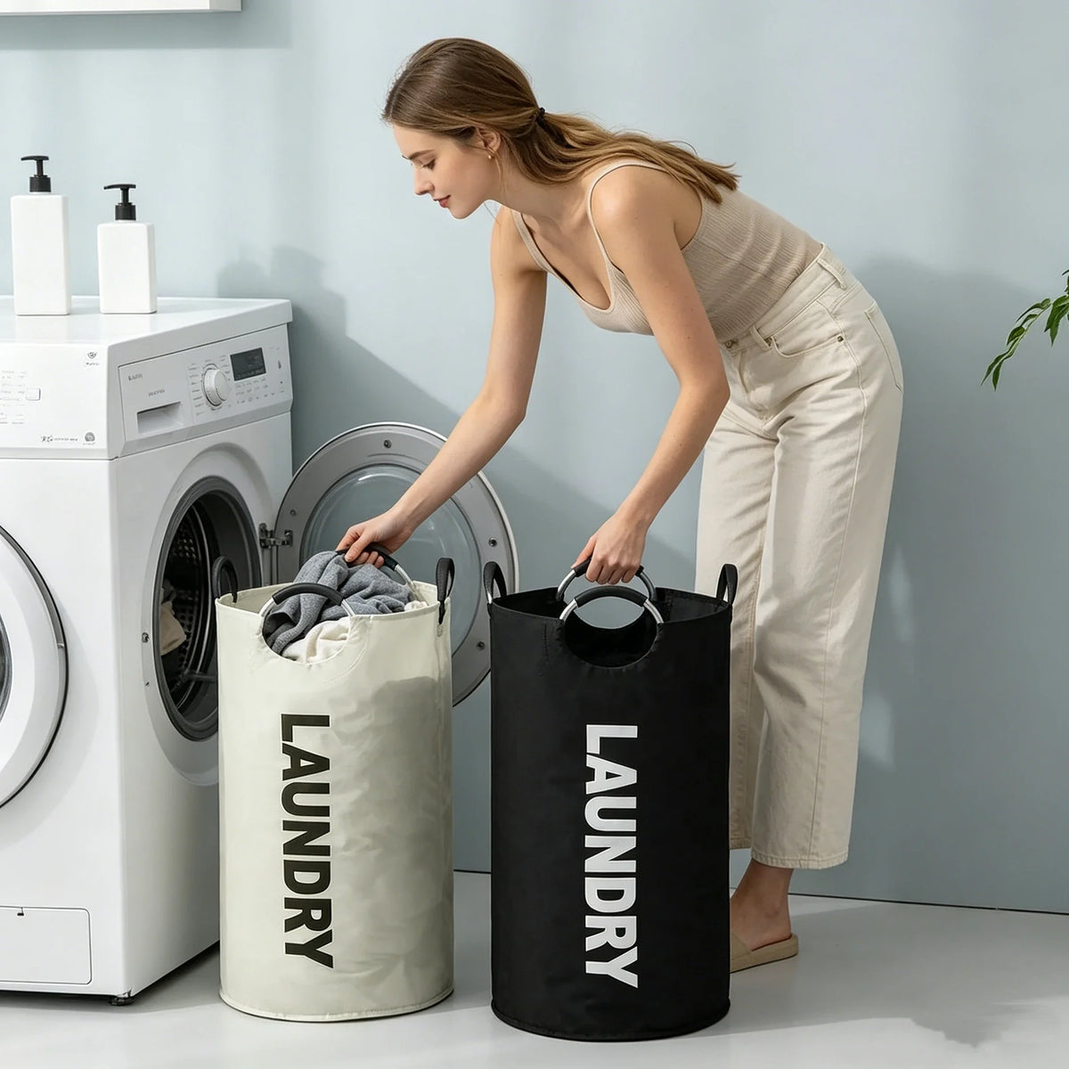 Foldable Laundry Basket 90L – Waterproof Oxford Padded Handles Laundry Storage Basket P3