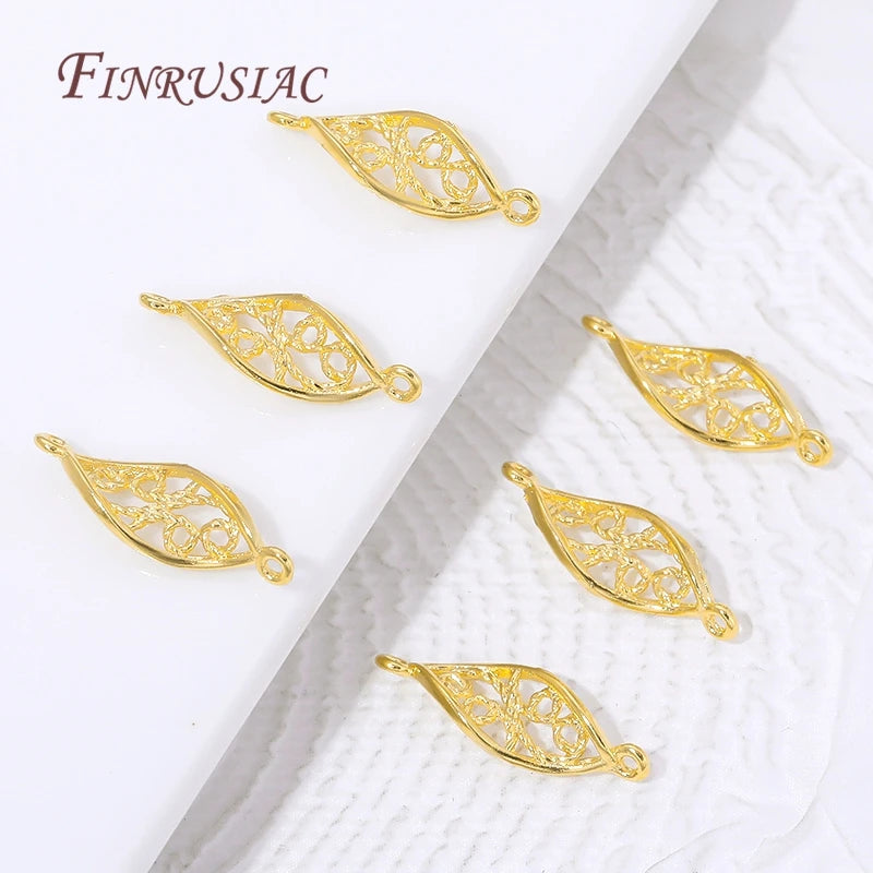 18K Gold Plated Filigree Hollow Leaf Connector | DIY Jewelry Jewelry Connector Finding P3