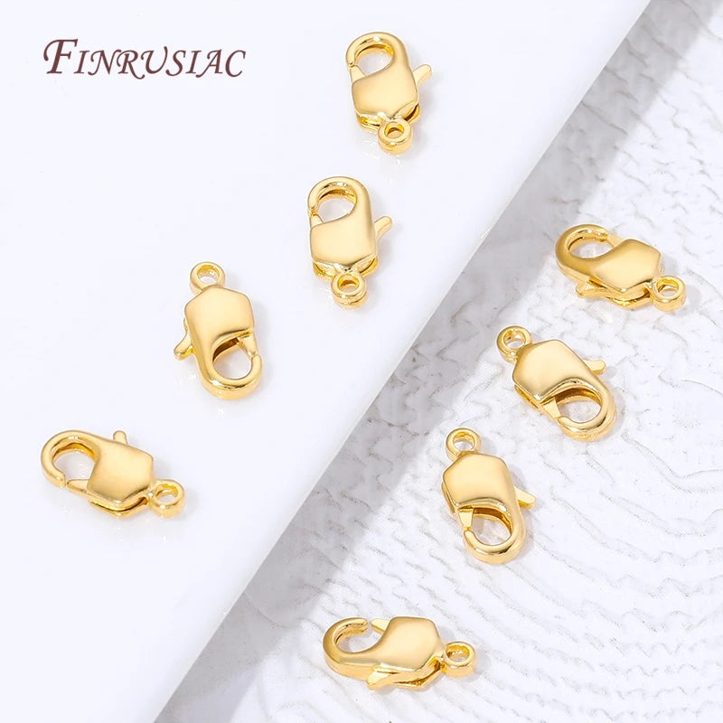 18K Gold Plated Lobster Clasps 10mm 12mm – DIY Jewelry 5/10Pcs Jewelry Clasp Findings P3