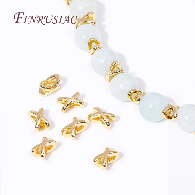 18K Gold Plated Star & X Brass Spacer Beads | DIY Jewelry Making Jewelry Spacer Beads P3