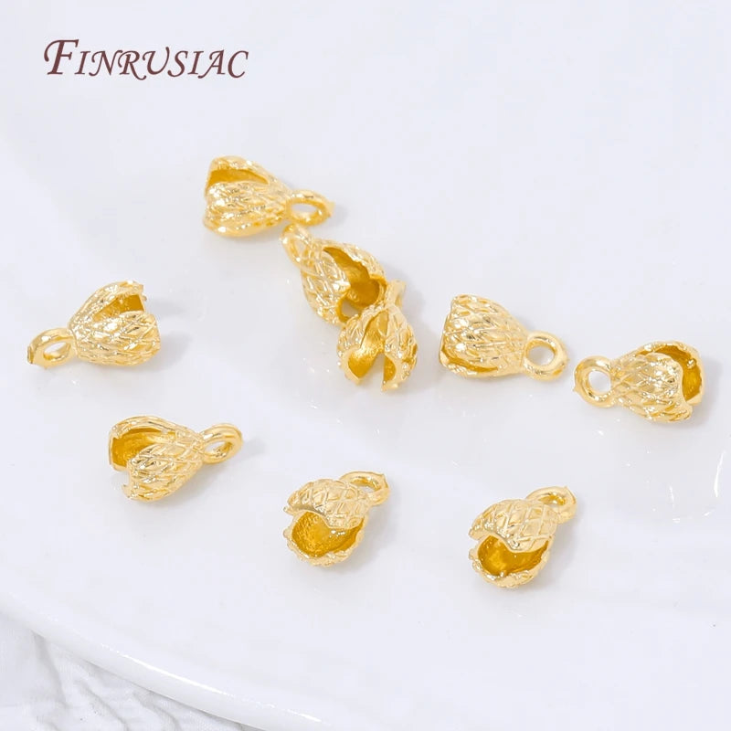 18K Gold Plated Pinecone End Caps & Cord Connectors | 10/20 Pcs Jewelry Making Findings P3