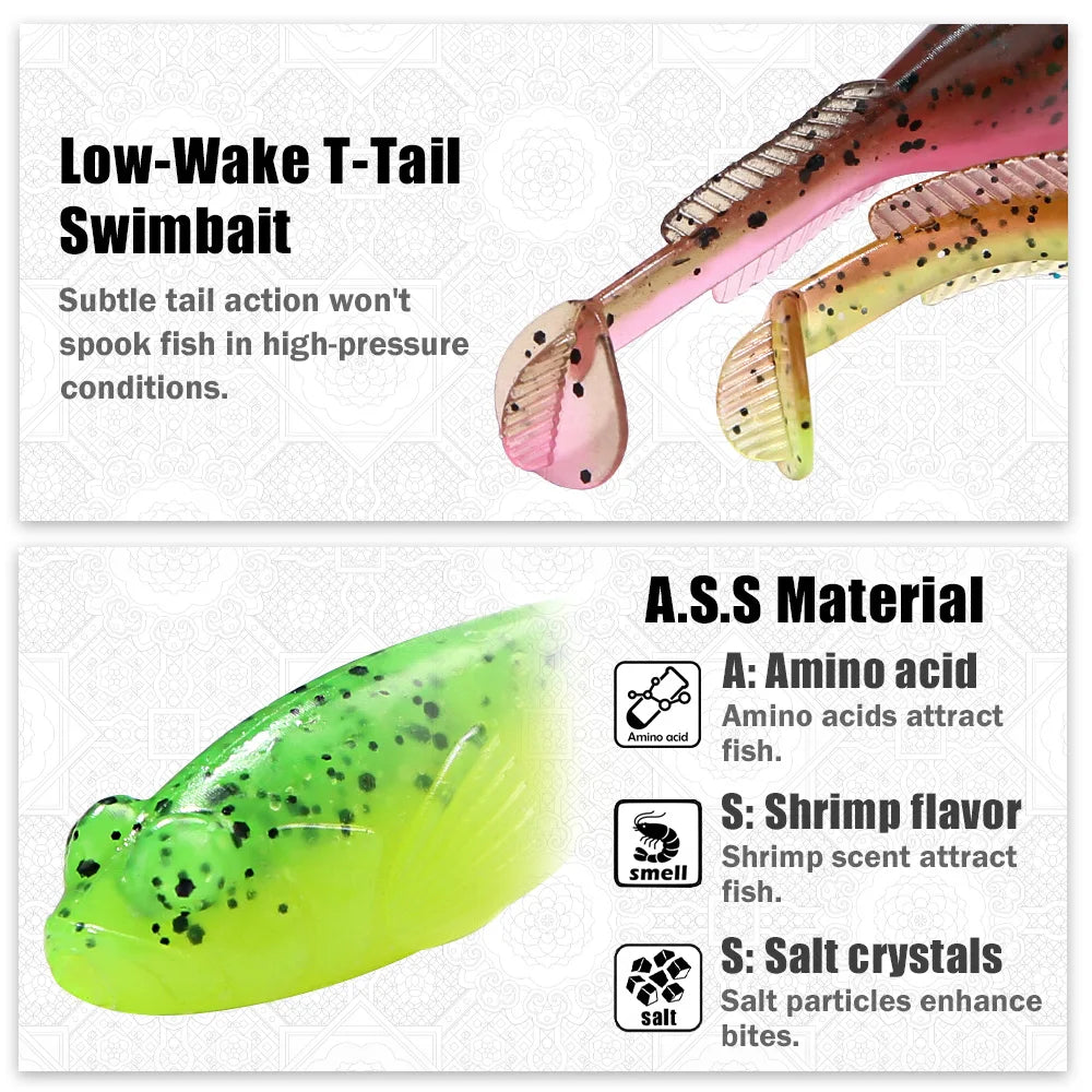 B&U Swim Goby Soft Plastic Lures – Texas Rig Drop Shot Bass Soft Plastic Lure P3