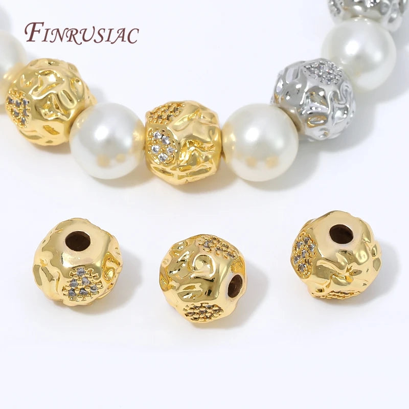 18K Gold Plated CZ Paved Round Spacer Beads – Jewelry Making Jewelry Spacer Beads P3