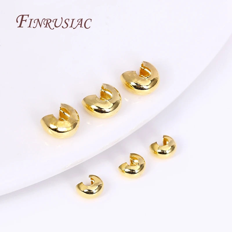 18K Gold Plated Crimp Bead Covers 3mm 4mm | DIY Jewelry Findings Jewelry Findings P3