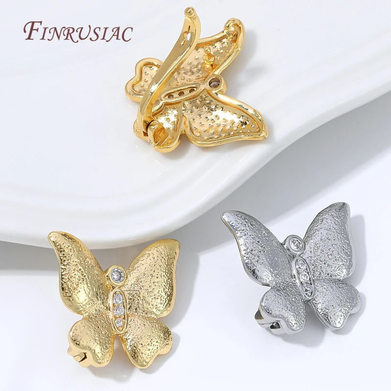 18K Gold Plated Butterfly Bracelet Clasp with Zircon | DIY Jewelry Clasp Finding P3