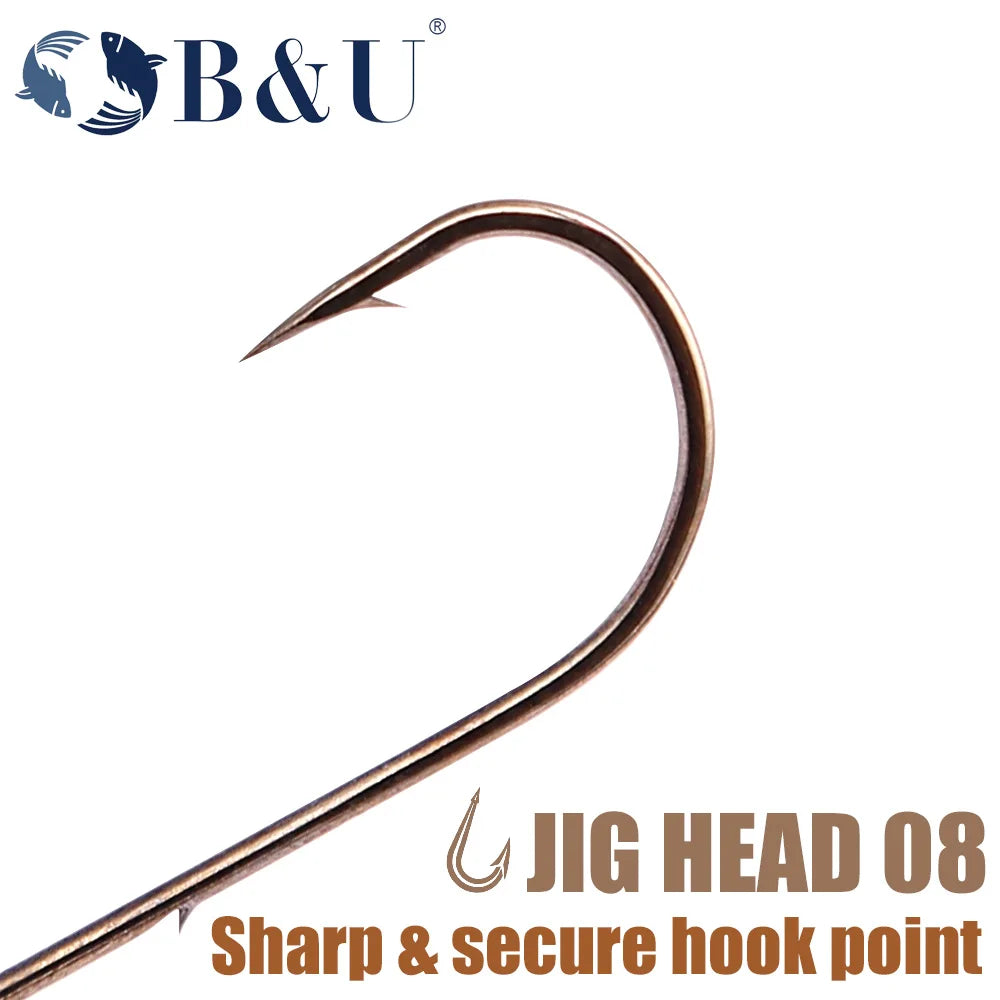 B&U 5pc Micro Jig Head Hooks 0.5g–4g | Soft Worm Fishing Jig Head Hooks P3