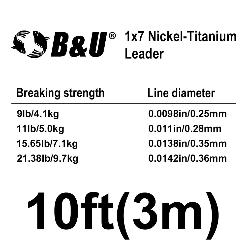 B&U 1x7 Titanium Wire Leader 11lb – Pike Zander Bass Fishing Wire Leader P3