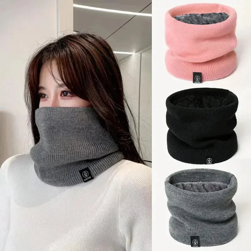 Winter Knitted Plush Neck Scarf – Unisex Face Mask Gaiter Knitted Neck Scarf P3