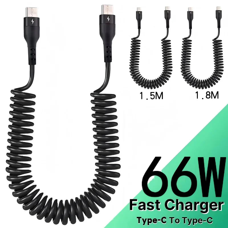 66W Retractable USB-C Fast Charging Cable 1M/1.8M/2M | 5A USB Charging Cable P3