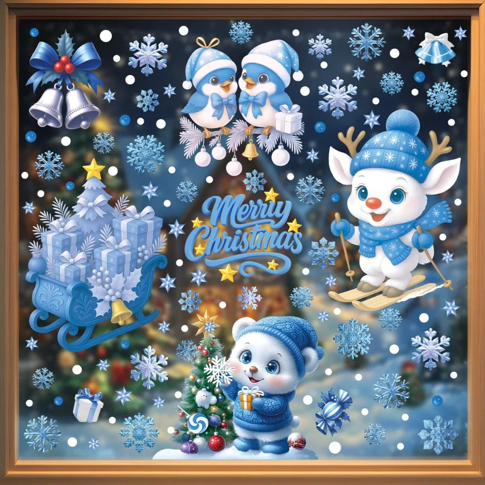 PVC Christmas Window Stickers – Snowman, Snowflake & Santa Window Sticker Set P3 Style10