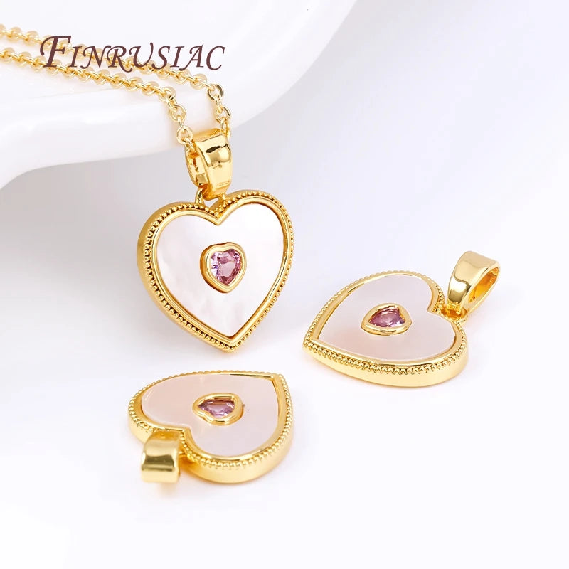 18K Gold Plated Brass Heart Pendant | Shell DIY Jewelry Charm Jewelry Pendant Charm P3