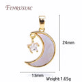 18K Gold Plated Zircon Star Shell Moon Pendant Charm for DIY Jewelry Pendant Charm P3 18K Real Gold Plated 1 Piece
